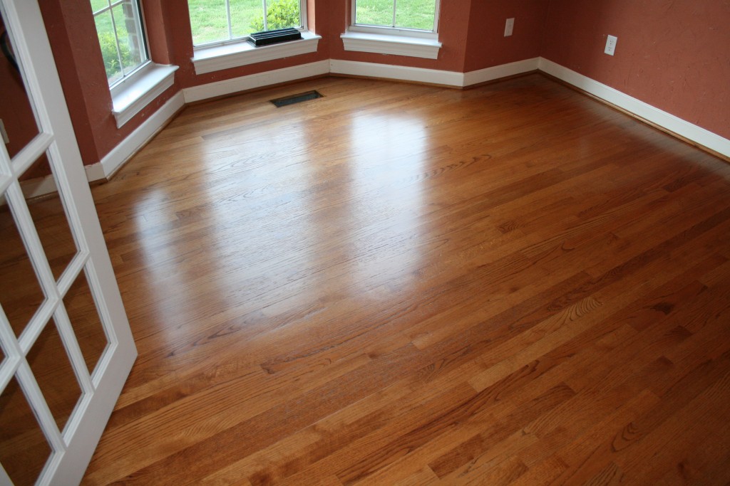 Image of hardwood floor after same day refinishing